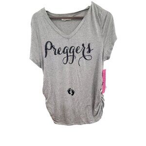 French Pastry "Preggers" Maternity T-Shirt Large Gray